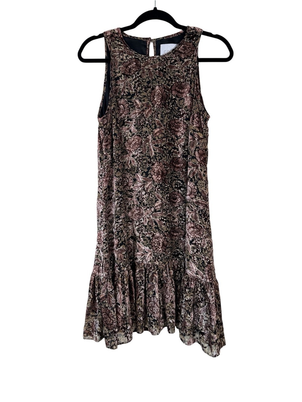 Erin Fetherston Black Red Floral Velvet Mini Dress Womens 4 Peplum Fall Boho